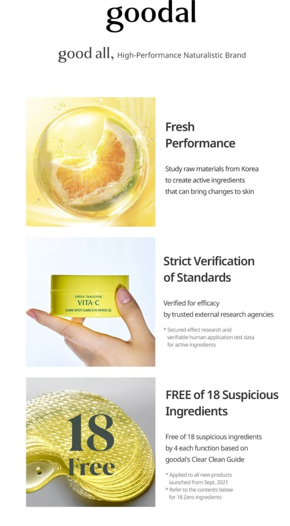 Goodal Green Tangerine VITA-C Dark Spot Care Eye Patch 90g 60pcs