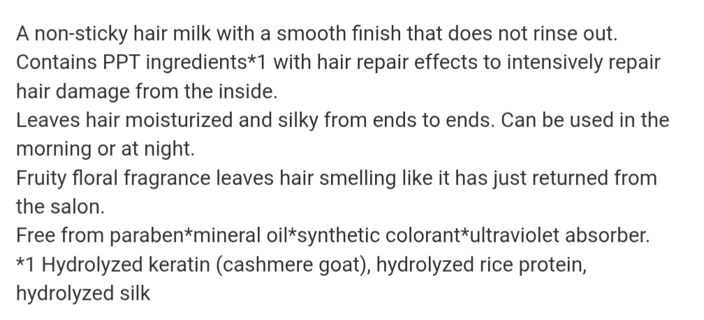 Floral Milk Hair Treatment Japan